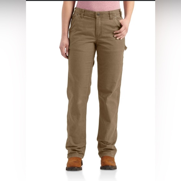 Carhartt Women’s Loose Fit Canvas Work Pant size 18 short tan khaki - Picture 1 of 10
